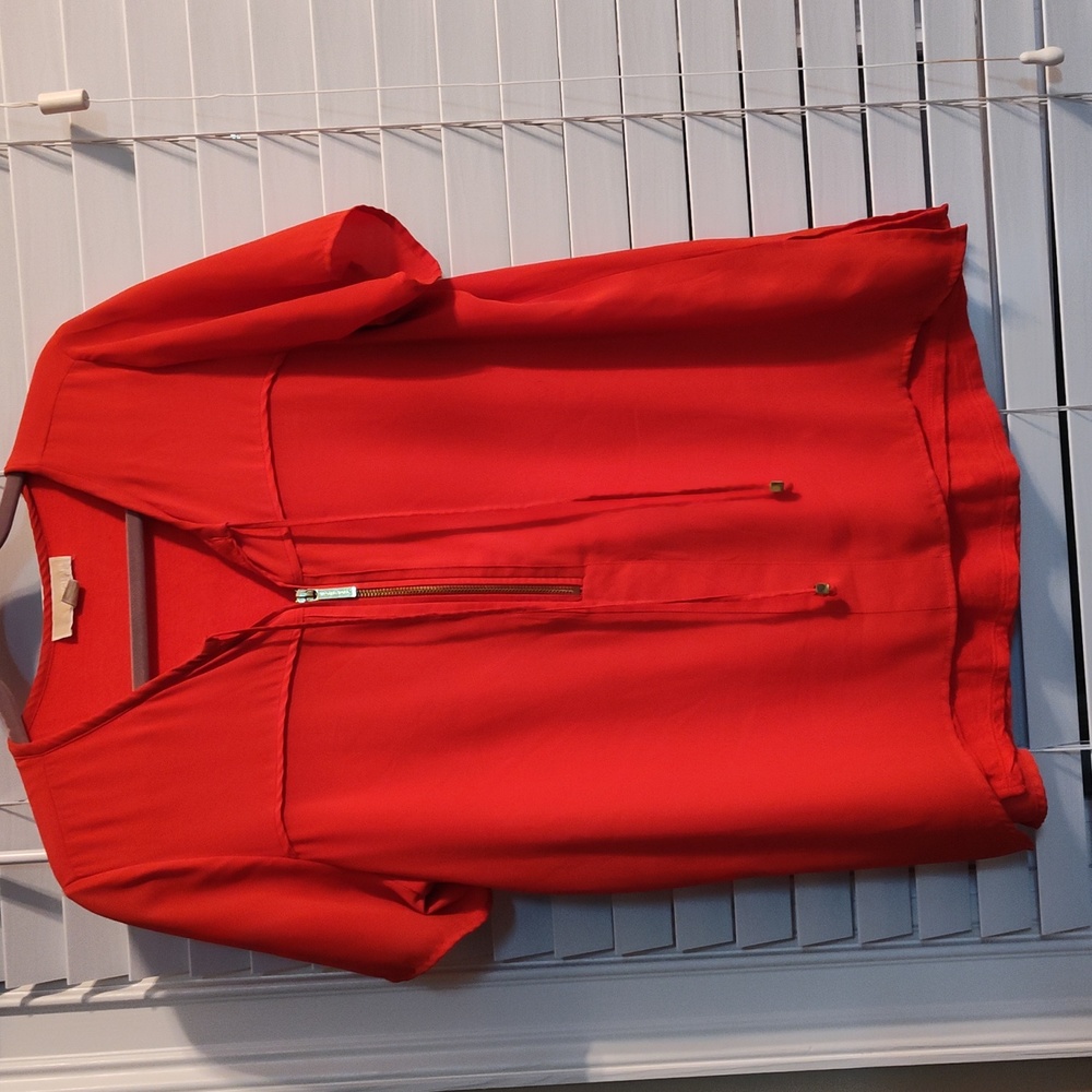 Michael Kors Orange Zip Front Blouse Size 12